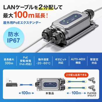 エクステンダー_PoE_防水対応 サンワサプライ