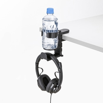 ヘッドホンフック_ドリンクホルダー付き サンワサプライ