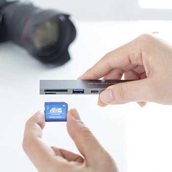 USBハブ_USB 5Gbps_カードリーダー付き サンワサプライ