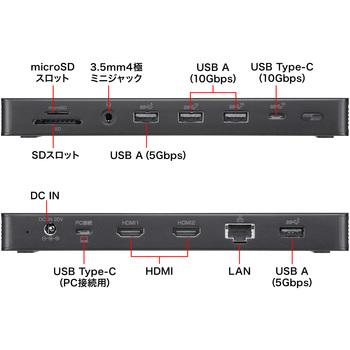 ドッキングステーション_USB TypeC サンワサプライ