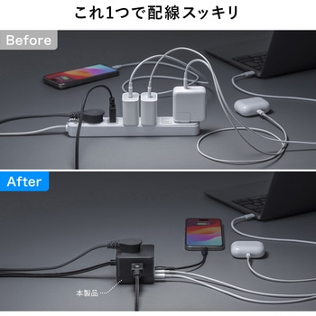 電源タップ_USB急速充電機能付き_GaN PD67W サンワサプライ