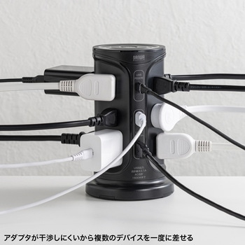 電源タップ_PD30W充電機能付き_タワー型 サンワサプライ