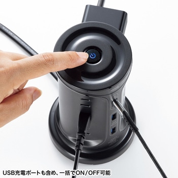電源タップ_PD30W充電機能付き_タワー型 サンワサプライ