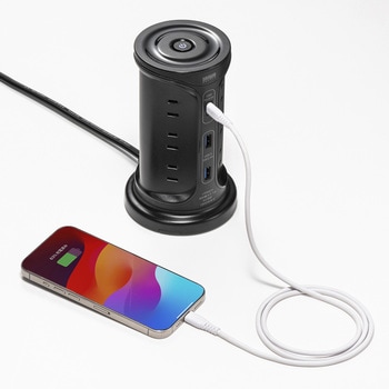 電源タップ_PD30W充電機能付き_タワー型 サンワサプライ