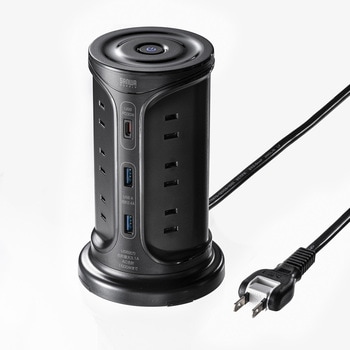 電源タップ_PD30W充電機能付き_タワー型 サンワサプライ