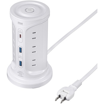 電源タップ_PD30W充電機能付き_タワー型 サンワサプライ