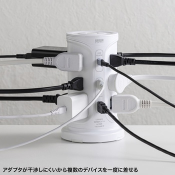 電源タップ_PD30W充電機能付き_タワー型 サンワサプライ