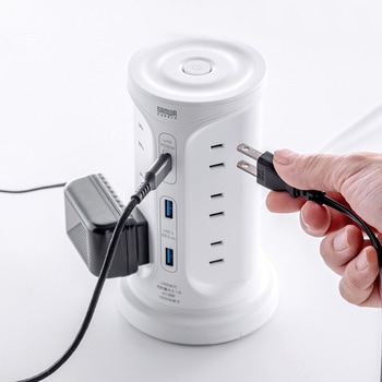電源タップ_PD30W充電機能付き_タワー型 サンワサプライ