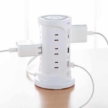 電源タップ_PD30W充電機能付き_タワー型 サンワサプライ