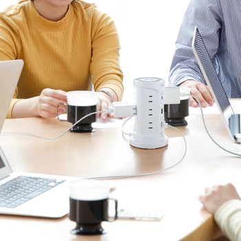 電源タップ_PD30W充電機能付き_タワー型 サンワサプライ