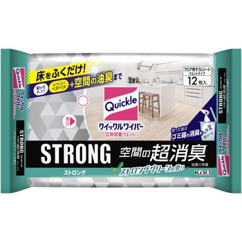 クイックルワイパー 立体吸着ウエットシート ストロング 消臭EX 12枚入 花王