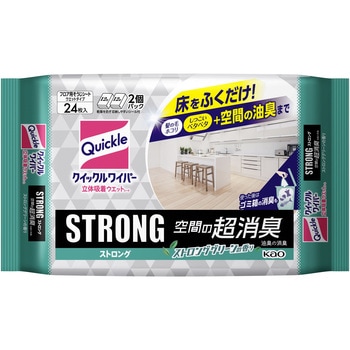 クイックルワイパー 立体吸着ウエットシート ストロング 消臭EX 24枚入 花王