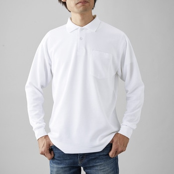 ポケット付き長袖アクティブポロシャツ ネイビー M フェリック