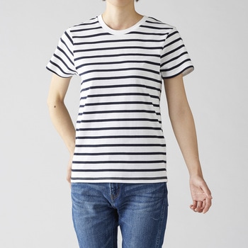 ナローボーダーTシャツ ホワイト/ネイビー M フェリック