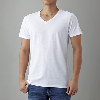 スリムフィットVネックTシャツ ホワイト XL フェリック