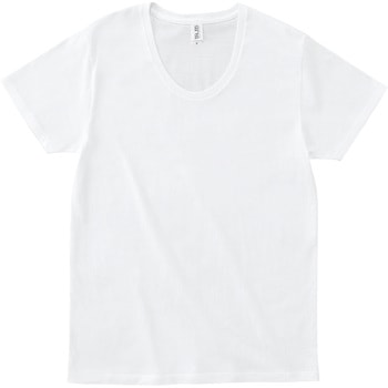 スリムフィットUネックTシャツ ホワイト M フェリック