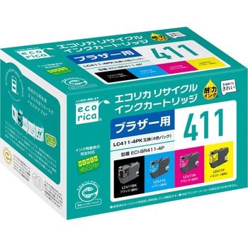 LC411-4PK リサイクルインクカートリッジ 4色パック エコリカ
