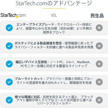 覗き見防止プライバシーフィルター/ゴールド仕上げ/14インチノートPC対応/アスペクト比16：9/310x174mm/視野角60度/両面使用/ブルーライトカット/パソコンディスプレイ 液晶保護 フィルム StarTech.com