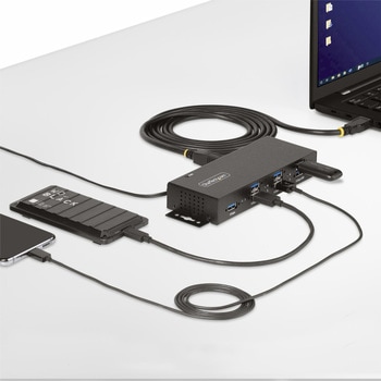 USBハブ/マネージドUSB/USB 3.2 Gen 1 Type-A(5Gbps)/産業用 メタル筐体/ESDレベル4保護機能/DINレール 壁面設置対応/高耐久 工業用 業務用 USB 3.0 3.1拡張ハブ StarTech.com