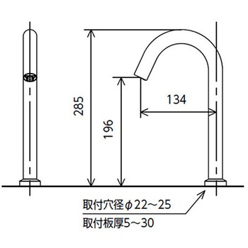 センサー水栓 AC100V仕様 マットグレー ロング KVK