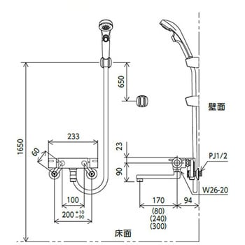 KF800TNS2 サーモスタット式シャワー・ワンストップシャワー付 KF800TNS2 サーモスタット式シャワー・ワンストップシャワー付