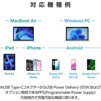 Type-C充電器 PD 45W PPS対応 USB-C×1ポート ノートパソコン向け TypeCケーブル付属 2m 折りたたみプラグ エレコム