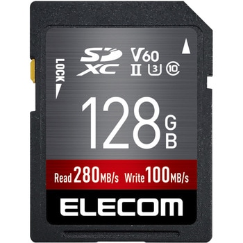 SDカード SDXC 128GB Class10 UHS-II U3 V60 最大転送速度280MB/s 防水 IPX7準拠 4K動画に最適 エレコム