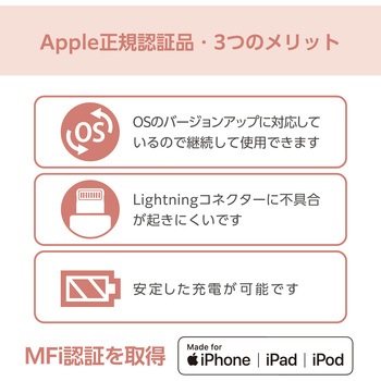iPhone充電ケーブル ライトニングケーブル 1m USB A to Lightning MFi認証 コードジュエリー &me エレコム