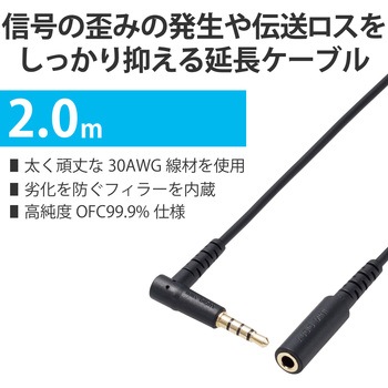 イヤホン ヘッドホン 延長コード マイク対応 3.5mmステレオミニプラグ エレコム