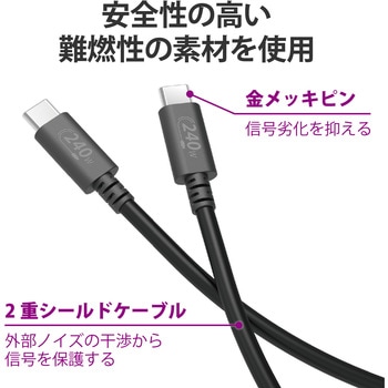 USBケーブル C-C Type-Cケーブル USB2.0 PD EPR対応 240W エレコム