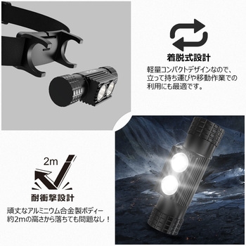 2WAY 充電式ライトヘッドライト ハンドライト GOODGOODS(グッド・グッズ)