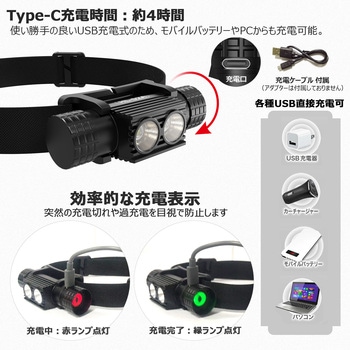 2WAY 充電式ライトヘッドライト ハンドライト GOODGOODS(グッド・グッズ)