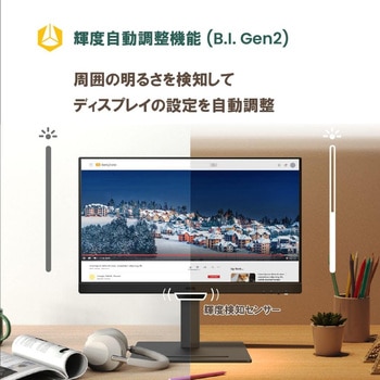 アイケア液晶ディスプレイ 27型/1920×1080/HDMI x2、DisplayPort x1/ブラック/スピーカーあり/IPS/高さ調整/ピボット BenQ(ベンキュー)