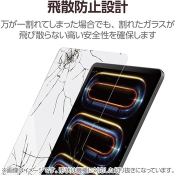 11インチ iPad Pro (M4) 2024年用 ガラスフィルム 超透明 ガイドフレーム付 表面硬度10H 指紋防止 飛散防止 エレコム