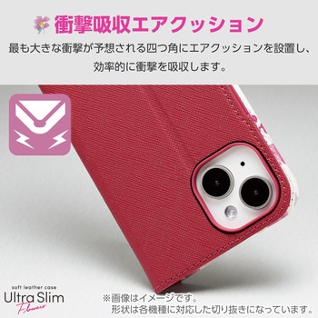 AQUOS wish4 SH-52E ケース レザー 手帳型 マグネット フラップ 衝撃吸収 超軽量 薄型 花柄 UltraSlim エレコム
