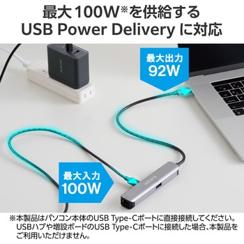 USB Type C ドッキングステーション ハブ 4-in-1 PD 92W出力 【Windows 11 10 macOS iPadOS 等対応】 エレコム