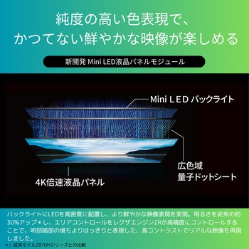 4K対応 MiniLED液晶テレビ タイムシフトマシン搭載 Z870Nシリーズ REGZA