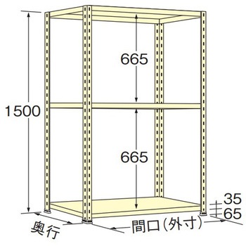 軽量棚 100kg 高さ1500mm 浅香工業