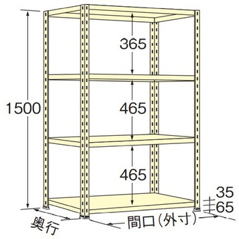 軽量棚 100kg 高さ1500mm 浅香工業