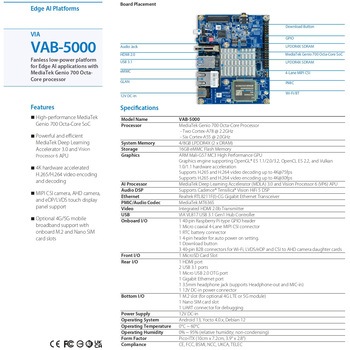 AI向け組込みボード VAB-5000 VIA Technologies