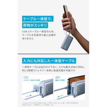 Anker Nano Power Bank (30W， Built-In USB-C Cable) Anker(アンカー)