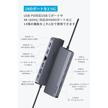 Anker USB-C ハブ (14-in-1， Triple display) Anker(アンカー)