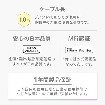 きらきら可愛い グラデーションカラー  急速充電2.4A/データ転送対応 Lightningケーブル OWLTECH(オウルテック)