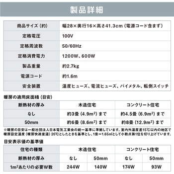 速暖!大風量セラミックファンヒーター 首振りメカ式 アイリスオーヤマ