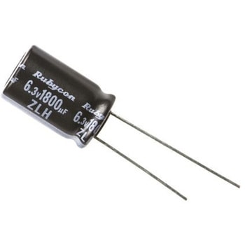 ルビコン コンデンサ 1800μF， ，6.3V dc， 6.3ZLH1800MEFC10X16 ルビコン