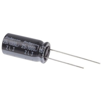 ルビコン コンデンサ 1000μF， ，25V dc， 25ZLJ1000M10X20 ルビコン
