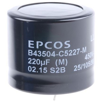 EPCOS コンデンサ 220μF， ，450V dc， B43504C5227M000 EPCOS