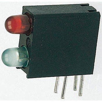 ダイアライト 基板用LED表示灯 赤 直角 60 ° 2色 スルーホール実装 DIALIGHT