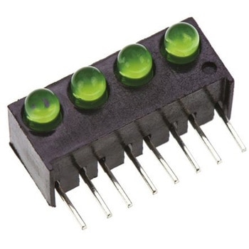 ダイアライト 基板用LED表示灯 緑 直角 60 ° 4色 スルーホール実装 DIALIGHT