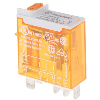 Finder パワーリレー 24V ac， 1c接点 プラグイン タイプ - FINDER